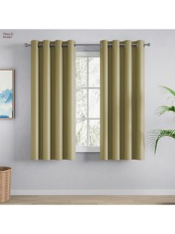 Haus & Kinder - Beige Polyester Blackout Solid Window Curtain Essential Drape (Pack Of 2) (5 Feet)