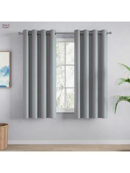Haus & Kinder - Grey Polyester Blackout Solid Window Curtain Essential Drape (Pack Of 2) (5 Feet)