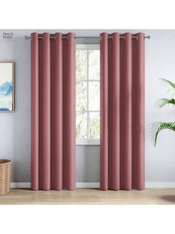 Haus & Kinder - Pink Polyester Blackout Solid Door Curtain Essential Drape (Pack Of 2) (7 Feet)