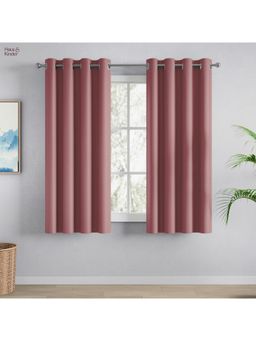Haus & Kinder - Pink Polyester Blackout Solid Window Curtain Essential Drape (Pack Of 2) (5 Feet)