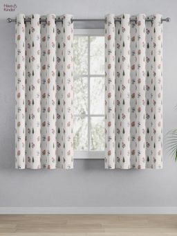 Haus & Kinder - Cotton Printed Window Curtain Vintage Posy Pink (Pack of 2) (5 feet)