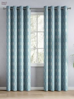 Haus & Kinder - Cotton Printed (Pack Of 2) Door Curtain Heritage Hues Pale Teal (7 Feet)