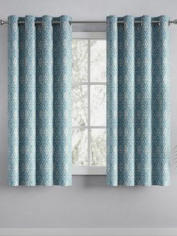 Haus & Kinder - Cotton Printed (Pack Of 2) Window Curtain Heritage Hues Pale Teal (5 Feet)