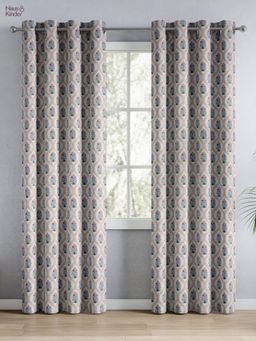 Haus & Kinder - Cotton Printed (Pack Of 2) Door Curtain Terracotta Trellis Multi-Color (7 Feet)