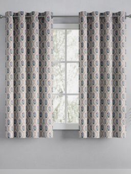 Haus & Kinder - Cotton Printed (Pack Of 2) Window Curtain Terracotta Trellis Multi-Color (5 Feet)