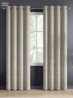 Haus & Kinder - Grey Shadowlace Fern Jacquard Door Curtain Eyelet (Pack Of 2) (7 Feet)