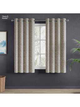 Haus & Kinder - Grey Shadowlace Fern Jacquard Window Curtain Eyelet (Pack Of 2) (5 Feet)
