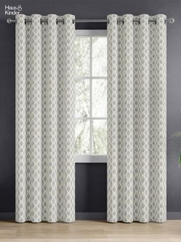 Haus & Kinder - Grey Silverleaf Harmony Jacquard Door Curtain Eyelet (Pack Of 2) (7 Feet)