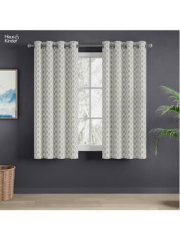 Haus & Kinder - Grey Silverleaf Harmony Jacquard Window Curtain Eyelet (Pack of 2) (5 feet)