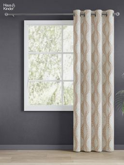 Haus & Kinder - Beige Stonevine Emboss Jacquard Door Curtains Eyelet (7 Feet)