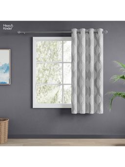 Haus & Kinder - Grey Groove emboss Jacquard Window Curtains Eyelet (5 feet)