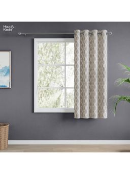Haus & Kinder - Grey Stonehaven Damask Jacquard Window Curtains Eyelet (5 feet)