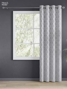 Haus & Kinder - Grey Silvercrest Damask Jacquard Door Curtains Eyelet (7 Feet)