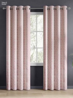 Haus & Kinder - Pink Whispering Willow Jacquard Door Curtain Eyelet (Pack Of 2) (7 Feet)