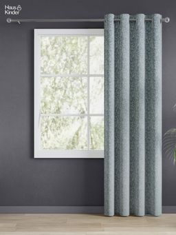 Haus & Kinder - Green Twilight Bloom Jacquard Door Curtains Eyelet (7 Feet)