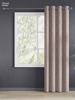 Haus & Kinder - Brown Shadow Garden Jacquard Door Curtains Eyelet (7 Feet)
