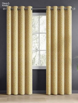 Haus & Kinder - Yellow Lemon Vine Weave Jacquard Door Curtain Eyelet (Pack Of 2) (7 Feet)