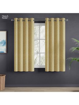 Haus & Kinder - Yellow Lemon Vine weave Jacquard Window Curtain Eyelet (Pack of 2) (5 feet)