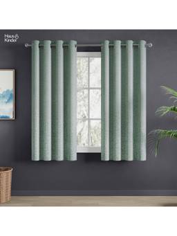 Haus & Kinder - Green Ivy Breeze Jacquard Window Curtain Eyelet (Pack of 2) (5 feet)