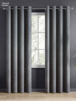 Haus & Kinder - Grey Misty Fern Jacquard Door Curtain Eyelet (Pack Of 2) (7 Feet)