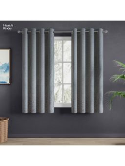 Haus & Kinder - Blue Misty Fern Jacquard Window Curtain Eyelet (Pack of 2) (5 feet)