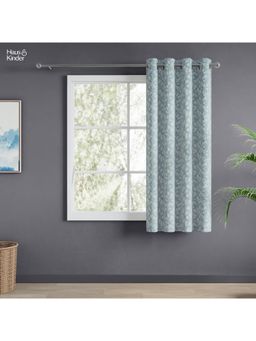 Haus & Kinder - Blue Slate Leaf Jacquard Window Curtains Eyelet (5 feet)