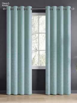 Haus & Kinder - Blue Sea Breeze Daisy Jacquard Door Curtain Eyelet (Pack Of 2) (7 Feet)