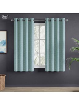 Haus & Kinder - Blue Sea Breeze Daisy Jacquard Window Curtain Eyelet (Pack of 2) (5 feet)