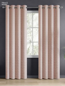 Haus & Kinder - Pink Blush Daisy Jacquard Door Curtain Eyelet (Pack Of 2) (7 Feet)