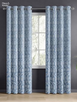 Haus & Kinder - Blue Evening Grace Jacquard Door Curtain Eyelet (Pack Of 2) (7 Feet)
