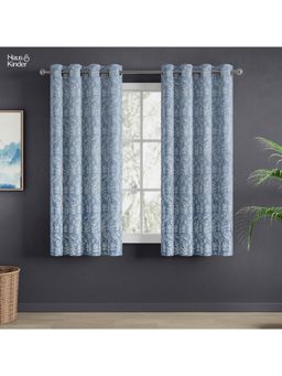 Haus & Kinder - Grey Evening grace Jacquard Window Curtain Eyelet (Pack of 2) (5 feet)