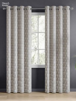 Haus & Kinder - Grey Moonlace Drape Jacquard Door Curtain Eyelet (Pack Of 2) (7 Feet)