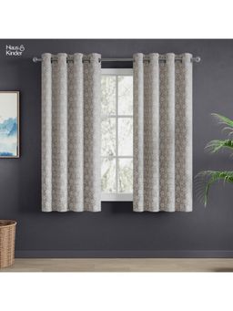 Haus & Kinder - Grey Moonlace Drape Jacquard Window Curtain Eyelet (Pack of 2) (5 feet)
