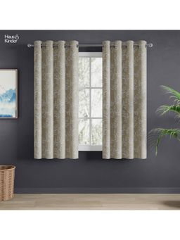 Haus & Kinder - Grey Ashwood Bloom Jacquard Window Curtain Eyelet (Pack of 2) (5 feet)
