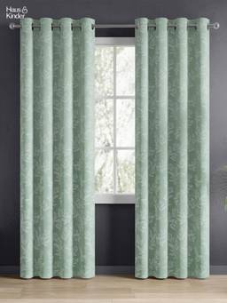 Haus & Kinder - Green Grove Jacquard Door Curtain Eyelet (Pack Of 2) (7 Feet)