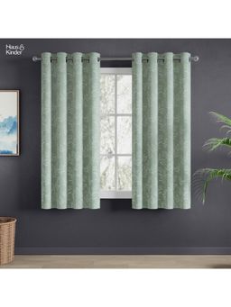 Haus & Kinder - Green Grove Jacquard Window Curtain Eyelet (Pack of 2) (5 feet)