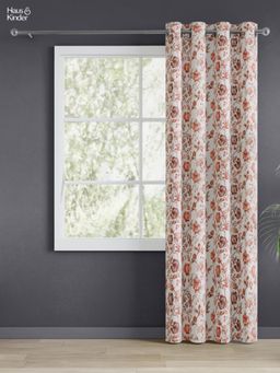 Haus & Kinder - Brown Rustic Petal Digital Printed Door Curtains Eyelet (7 Feet)