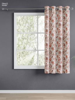 Haus & Kinder - Brown Rustic Petal Digital Printed Window Curtains Eyelet (5 Feet)