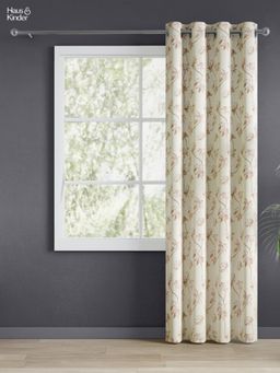 Haus & Kinder - Cream Soft Petal Bloom Digital Printed Door Curtains Eyelet (7 Feet)
