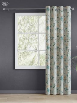 Haus & Kinder - Green Woodland Bloom Digital Printed Door Curtains Eyelet (7 Feet)