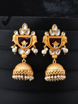 Silvermerc Designs - Ethnic Kundan Handcrafted Jhumka Earrings for Women