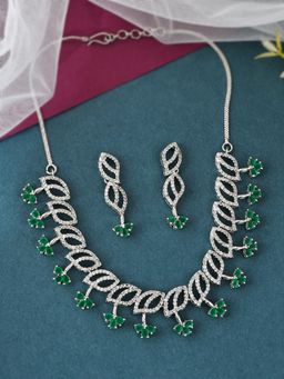 Silvermerc Designs - Silver Plated American Diamond Classy Jewellery Set for Women