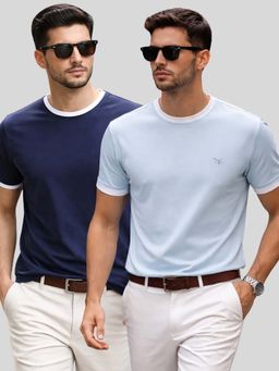 Parcel Yard - Men Multi-Colour Cotton Round Neck T-Shirt (Pack of 2)