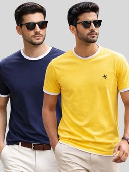 Parcel Yard - Men Multi-Colour Cotton Round Neck T-Shirt (Pack of 2)