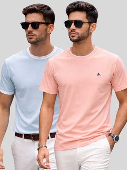 Parcel Yard - Men Multi-Colour Cotton Round Neck T-Shirt (Pack of 2)
