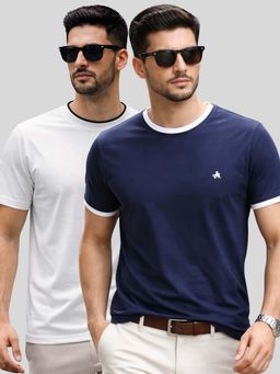 Parcel Yard - Men Multi-Colour Cotton Round Neck T-Shirt (Pack of 2)