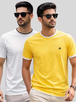 Parcel Yard - Men Multi-Colour Cotton Round Neck T-Shirt (Pack of 2)