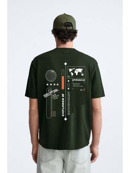 MISCHIEF MONKEY - Men Olive Cotton Round Neck T-Shirt