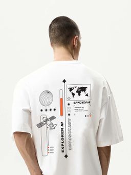 MISCHIEF MONKEY - Men White Cotton Round Neck T-Shirt