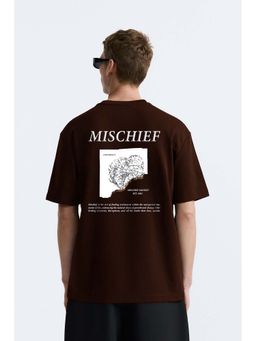 MISCHIEF MONKEY - Men Brown Cotton Round Neck T-Shirt